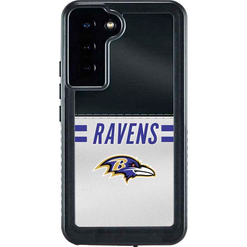 NFL Baltimore Ravens White Striped Galaxy S24 Plus Waterproof Case